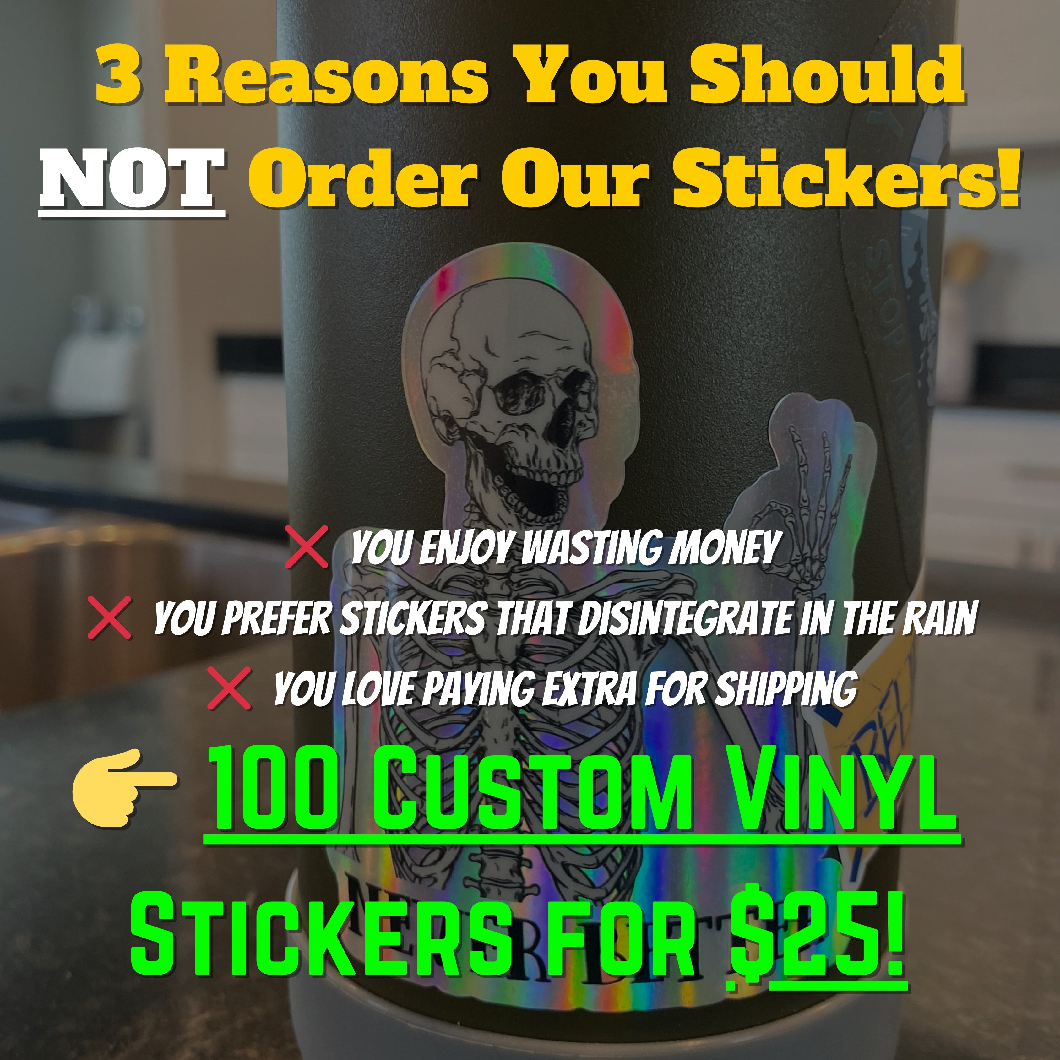 100 Custom 3″ Vinyl Stickers – Waterproof Die-Cut Stickers for $25 | Sticker Swan