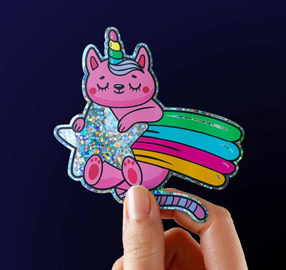 Custom Glitter Stickers – Iridescent & Waterproof